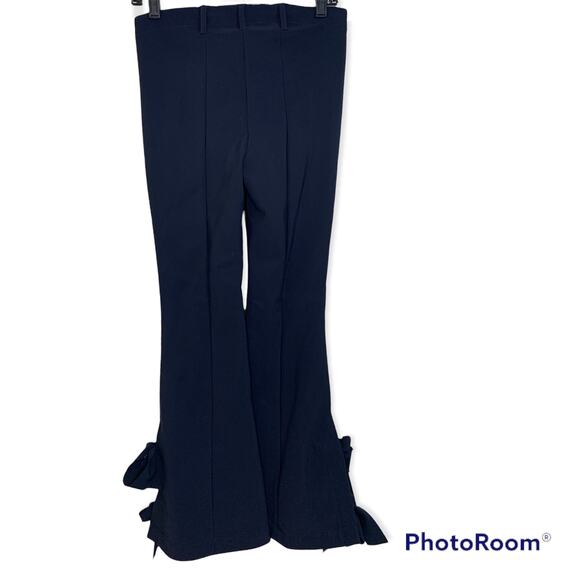 AELLA Concept Bow Hem Flare Matte Skin navy Trouser Size 8 - Picture 3 of 5